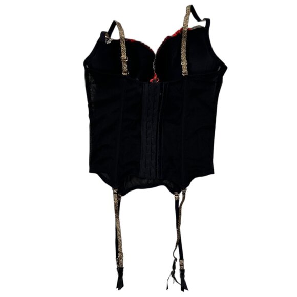 Victoria’s Secret 34D Floral Lace Bustier Corset Black Intimates Bra Party - Picture 4 of 8